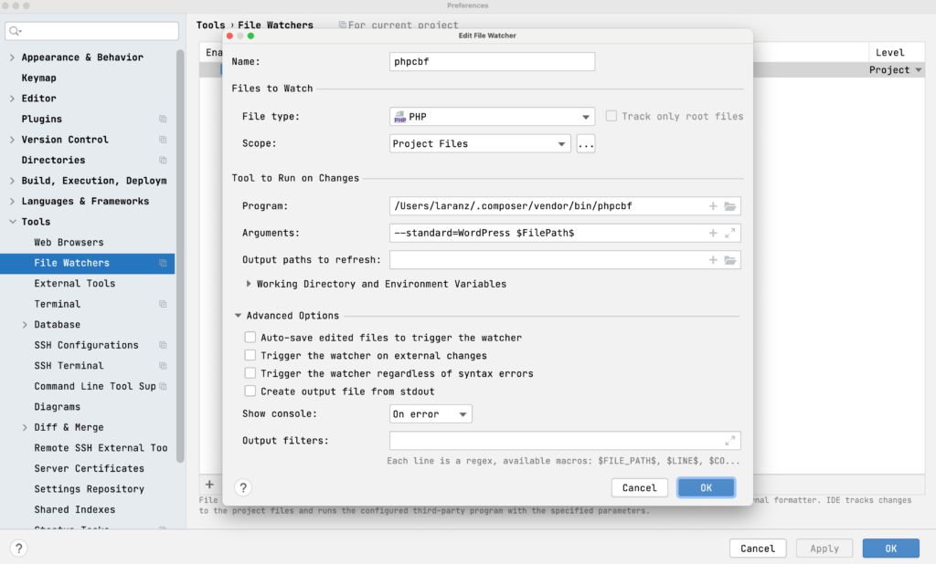 phpstorm auto format