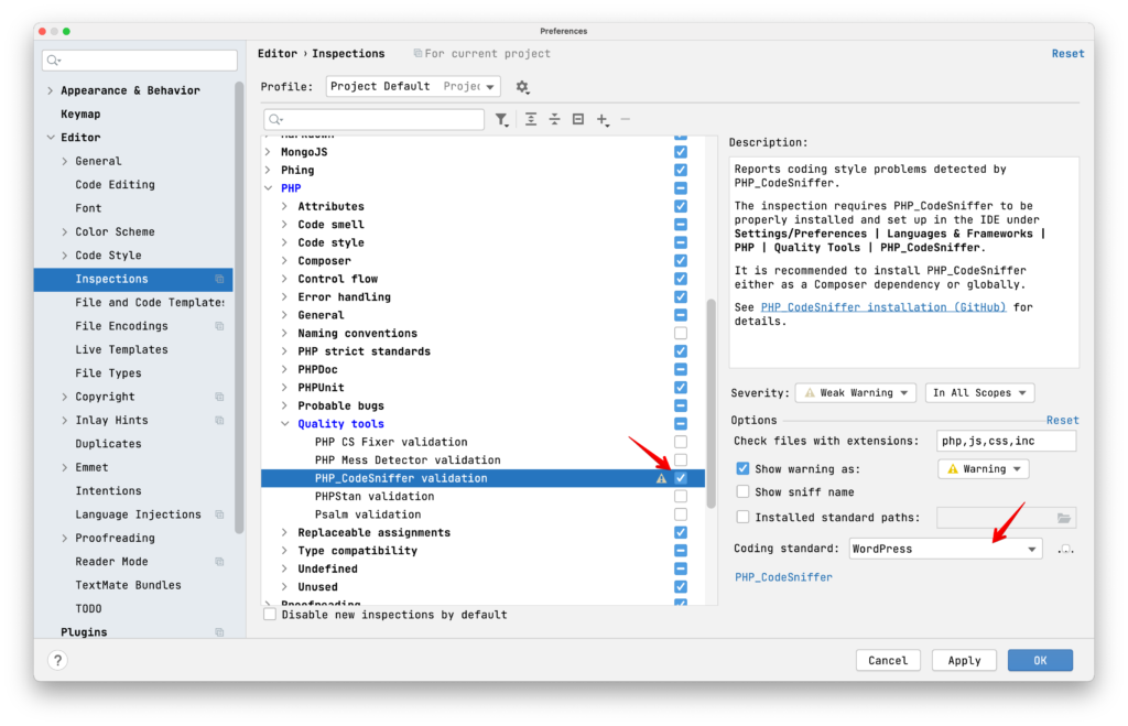 phpstorm auto format